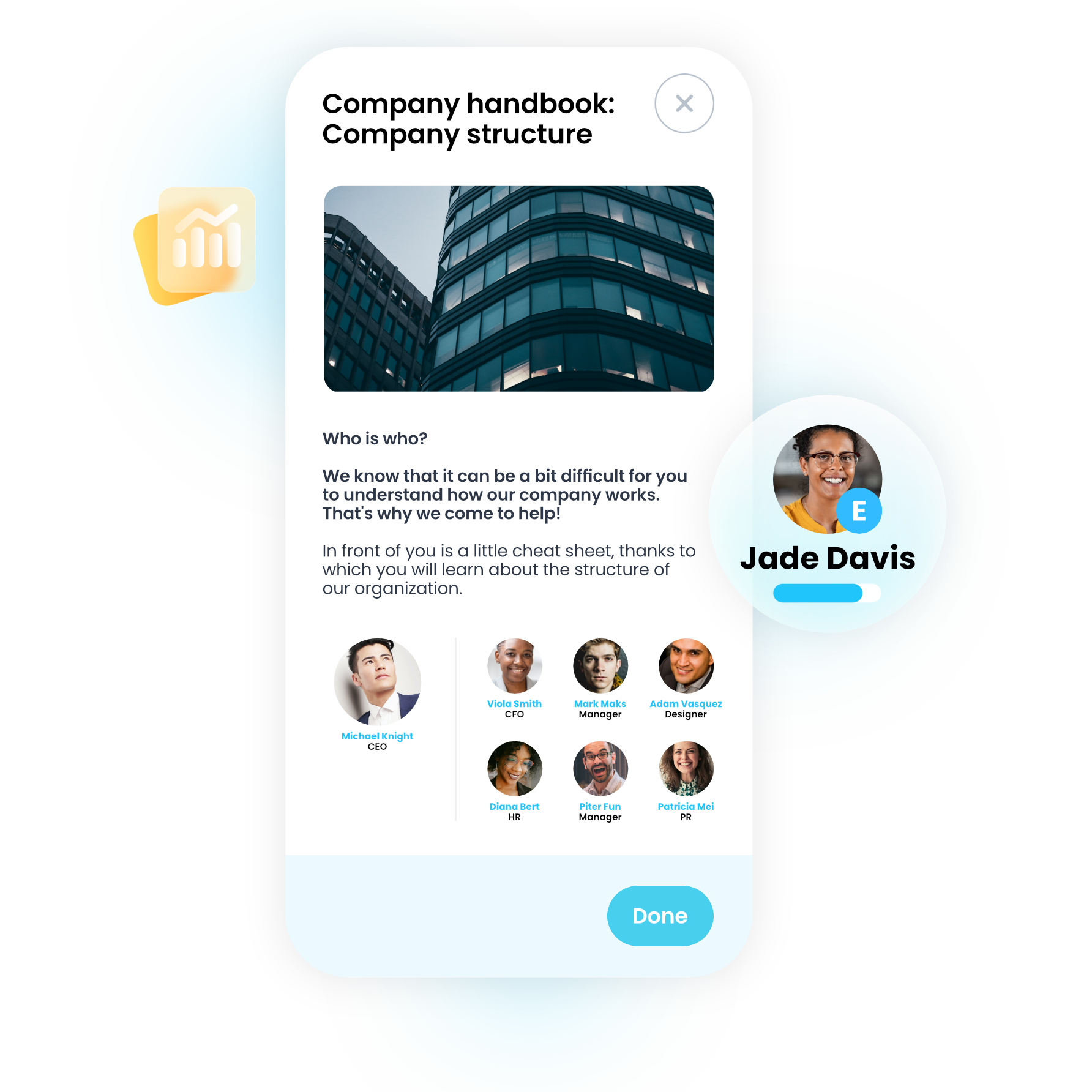 Give every participant an individual portal that suggests the next steps and gathers the most important onboarding information.